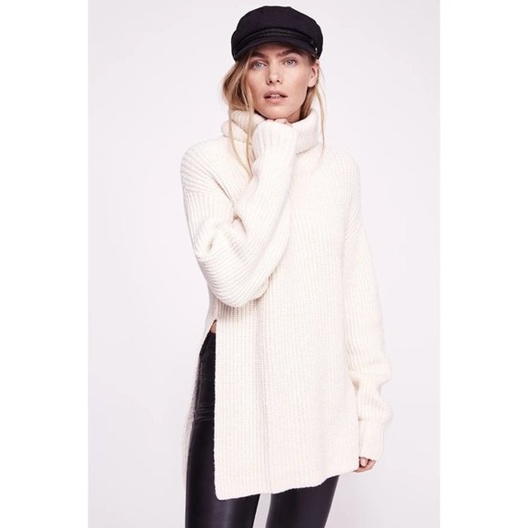 Free People Eleven Sweater in Cream Size XS New OB870945 Turtleneck Tunic - Picture 12 of 12